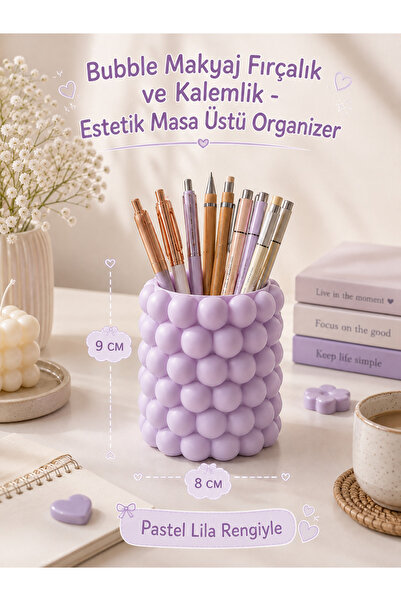 almalions Bubble Makyaj Fırçalık ve Kalemlik - Estetik Masa Üstü Organizer 9CM