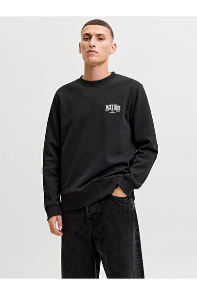 Jack & Jones Erkek Gögüs Baskili Bisiklet Yaka Sweatshirt - Aero