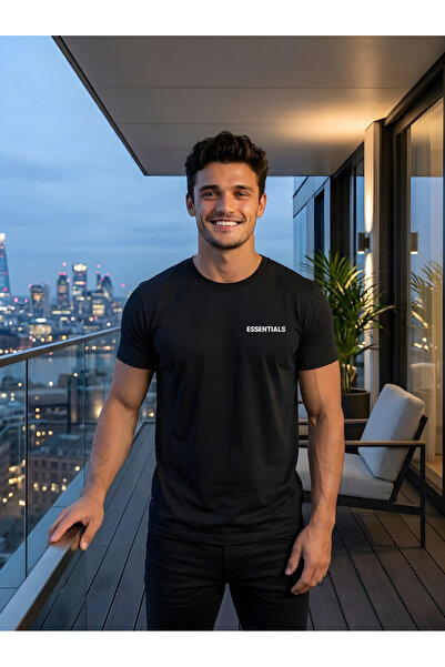 Free Tarz Essentials Μαύρο T-shirt Κλασικό Σχέδιο Τσέπης