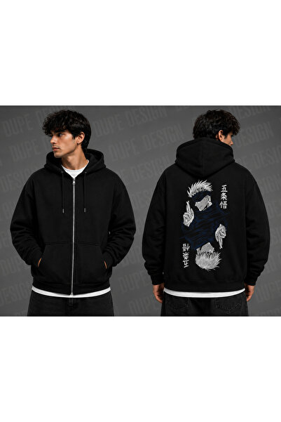 Dupe Design Unisex Oversize Anime Jujutsu Kaisen Gojo & Itadori Printed Cardigan