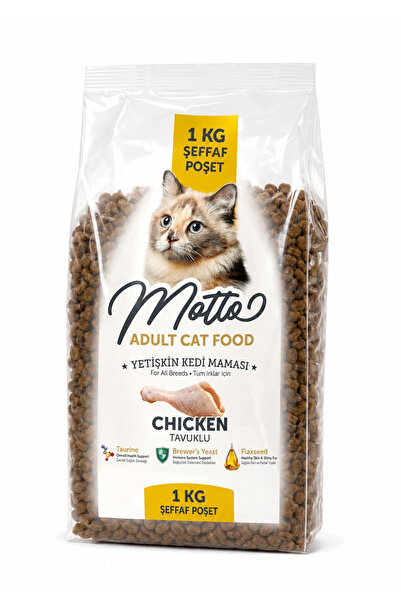 MOTTO Tavuklu Kedi Maması 1 KG – Yetişkin Kediler İçin Kuru Mama – Şeffaf Amb...