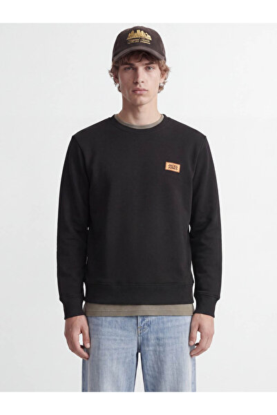 Jack & Jones Jjrush Sweat Crew Neck Siyah Erkek Sweatshirt 12298426