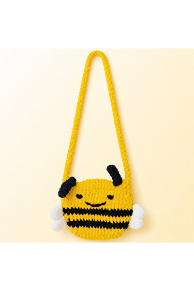 Generic Brand Melek Stationery 🐝 💛   Hand Knitted Cross Shoulder Bag with B...