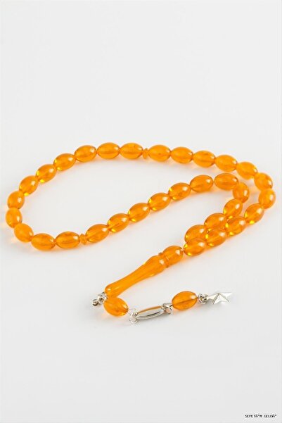 ZERO LAND Spt-Gld Olive Shaped Plastic Prayer Beads 8X11 (05518) mm Orange