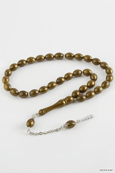 ZERO LAND Spt-Gld Olive Shaped Plastic Prayer Beads 8X11 (05023) mm Brown