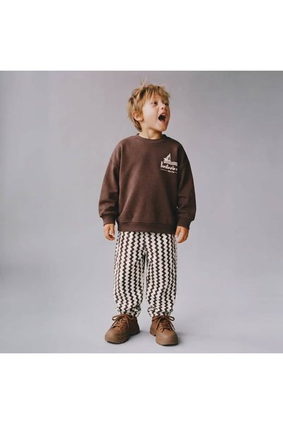 poalakıds Kahve Çizgili Balloon Jeans