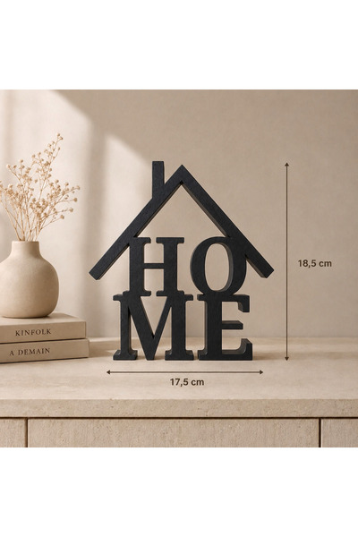 zulya Ev Figürlü HOME Yazısı Dekoratif Masa Üstü Süs 17,5 × 18,5 cm Modern Ev...
