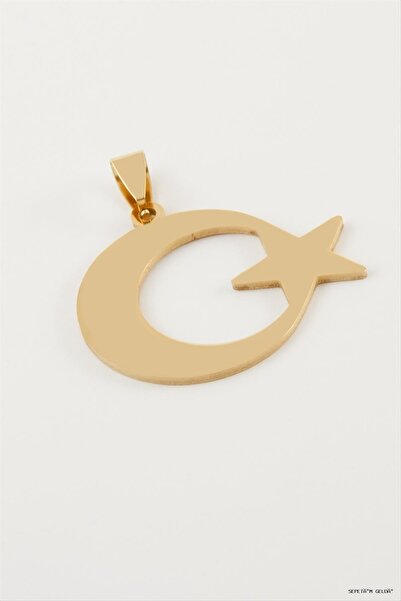 ZERO LAND Spt-Gld Moon Star Steel Pendant 2.5 (04832) cm Yellow