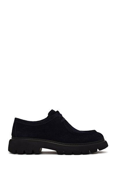 Derimod Men's Navy Blue Lace-Up Thick Soled Suede Leather Casual Shoes Wm6600...