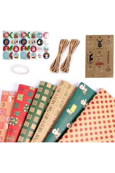 GENERAL Christmas Wrapping Paper,6 Sheets of Holiday Gift Wrapping Paper Cont...