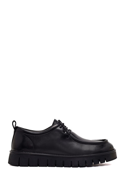 Derimod Men's Black Lace-Up Thick-Soled Leather Casual Shoes Wm680035Dv