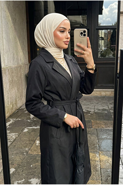 Kirazca Butik Women's Waterproof Trench Coat with Belt Long Hijab Trench Coat...