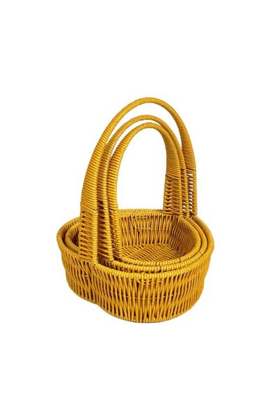 Yusra Choice Set of 3 Natural Wicker Baskets with Handles - Multipurpose Storage, Gifts