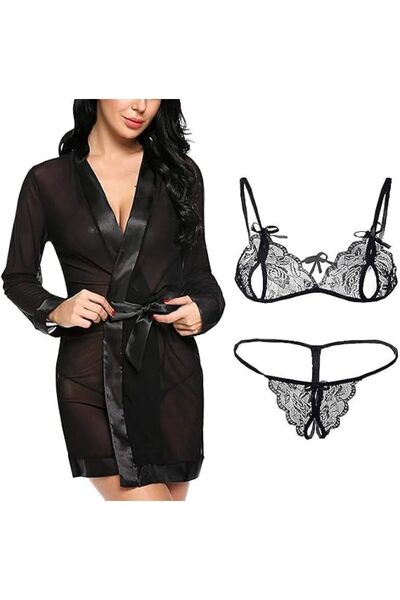 Accessorize Kingdom طقم ملابس نوم نسائية من أكسيسورايز كينجدوم مكون من روب وح...