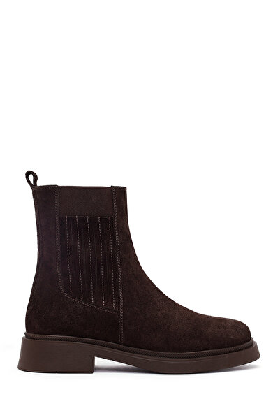 Derimod Women's Brown Suede Leather Chelsea Boots Wf450004Ds