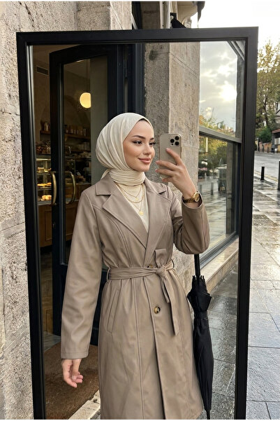 Kirazca Butik Women's Waterproof Trench Coat with Belt Long Hijab Trench Coat...