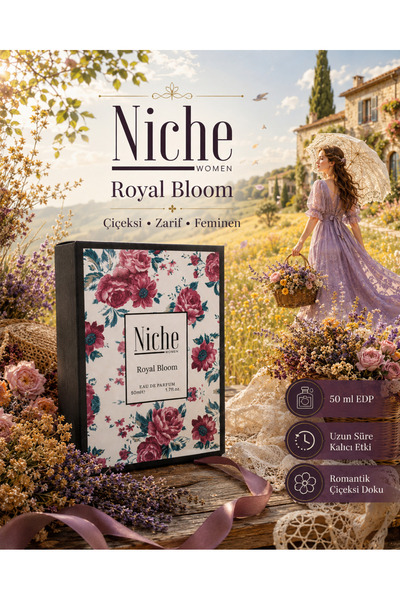 Niche Women Royal Bloom Lady EDP 50 ml Çiçeksi Zarif Feminen Kalıcı Parfüm Öz...