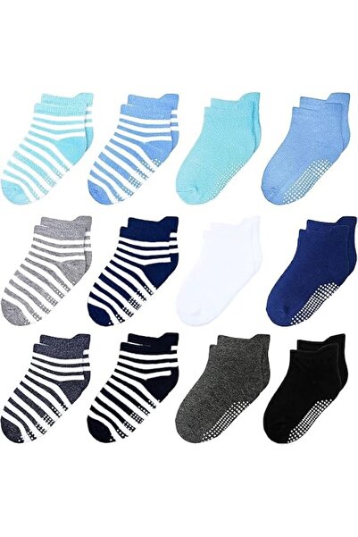 GENERAL Villaluna Toddler Baby Ankle Socks with Non-Skid Grips for Little Boy...