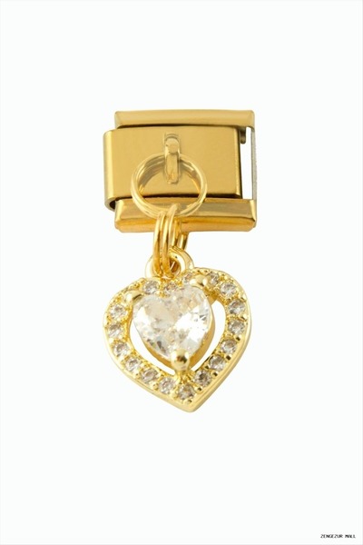 ZERO LAND Zngzrmll Heart Zircon Stone Sallatili Steel (24629) Charm Yellow