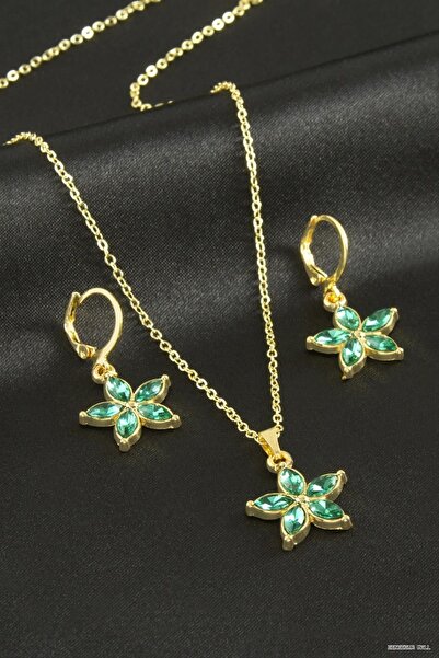 ZERO LAND Zngzrmll Daisy Stone Set (33825) Necklace Green