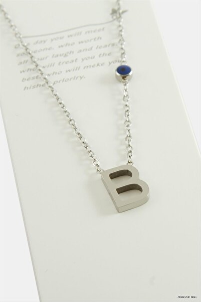 ZERO LAND Zngzrmll Silver Color Lettered Steel (31309) Necklace B