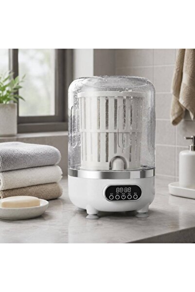 Dessa Mini Mașină de Spălat Portabilă 3 în 1, 3L, Spălare, Clătire și Centrifugare, Baterie de 3000 mAh, Coș de Centrifugare