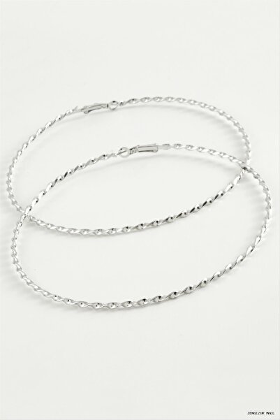 ZERO LAND Zngzrmll Twisted Metal Hoop Earrings 8-9-10 cm (34700) 8 cm