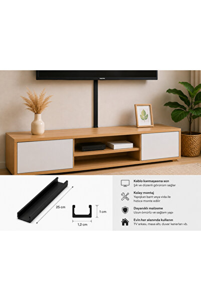 DNS 3D TV Masa Duvar Siyah Delikli Kablo Gizleyici ve Düzenleyici (3 Adet)
