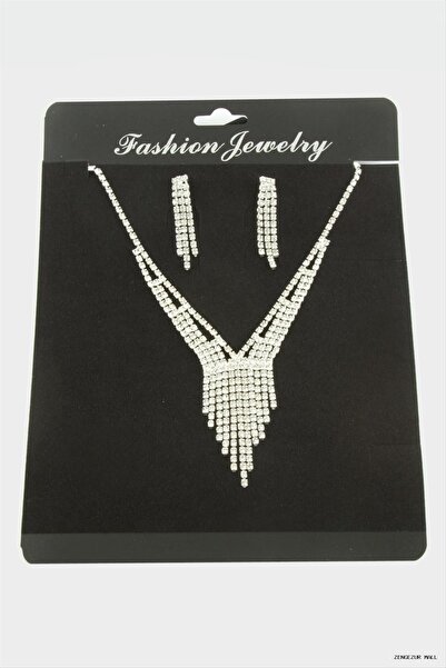 ZERO LAND Zngzrmll Luxury Waterway Set Necklace (31943) Silver Color
