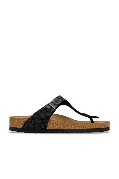 Birkenstock Gizeh Syn Leopard Women's Black Slippers