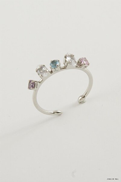 ZERO LAND Zngzrmll Oval Colored Stone Ring (30832) Silver Color
