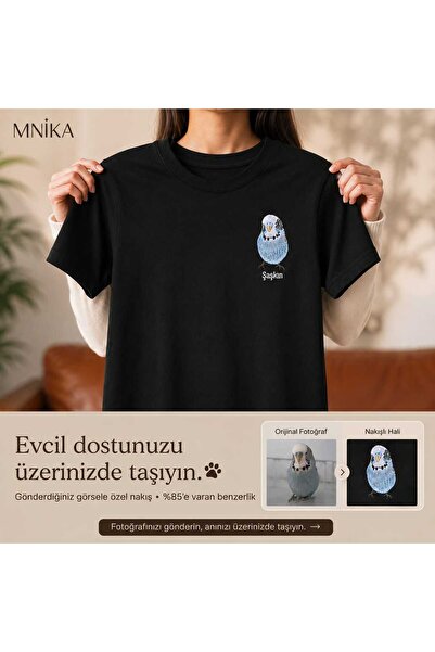 Anelli Kişiye Özel Evcil Hayvan Fotoğraflı Nakışlı Tişört | Sevimli Dostunuza...
