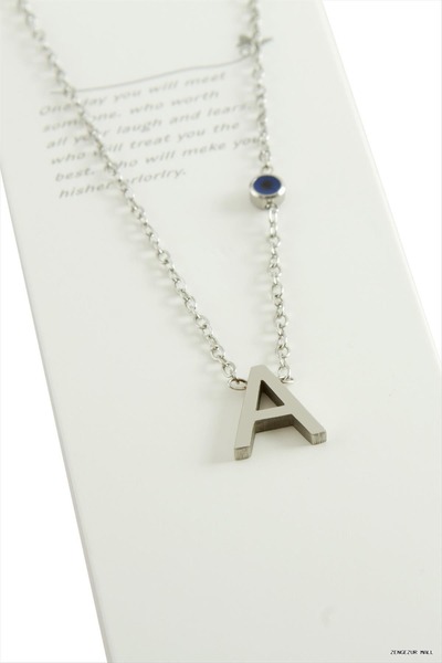 ZERO LAND Zngzrmll Silver Color Letter (31318) Steel Necklace