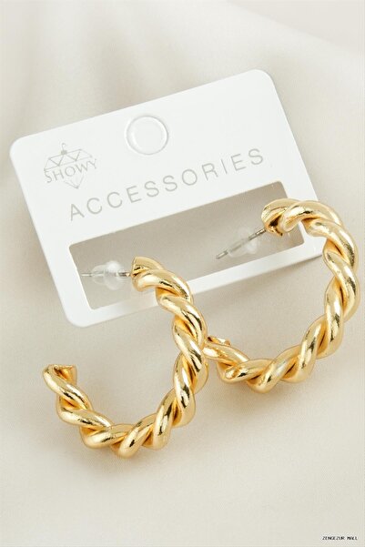 ZERO LAND Zngzrmll Twisted Tr Hoop Metal (42238) Earrings Yellow