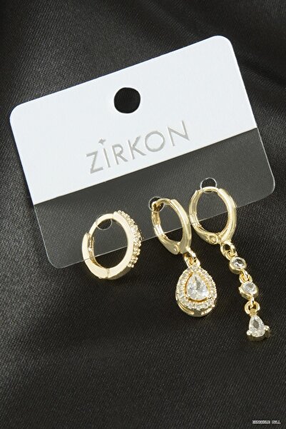 ZERO LAND Zngzrmll 3 Pieces Drop Zircon Stone (42307) Earrings Yellow