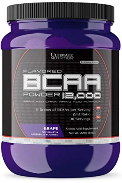 Ultimate Nutrition مسحوق بي سي إيه إيه بنكهة العنب 12000، 30 حصة
