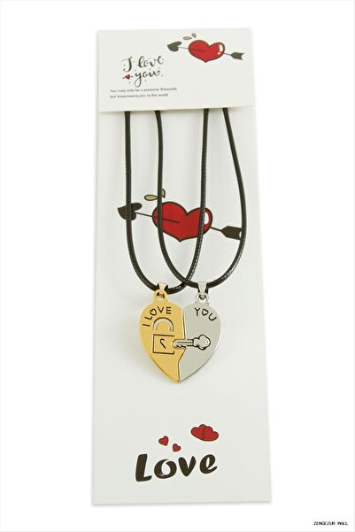 ZERO LAND Zngzrmll Heart Friendship Necklace -Pair (41710) Necklace- Black