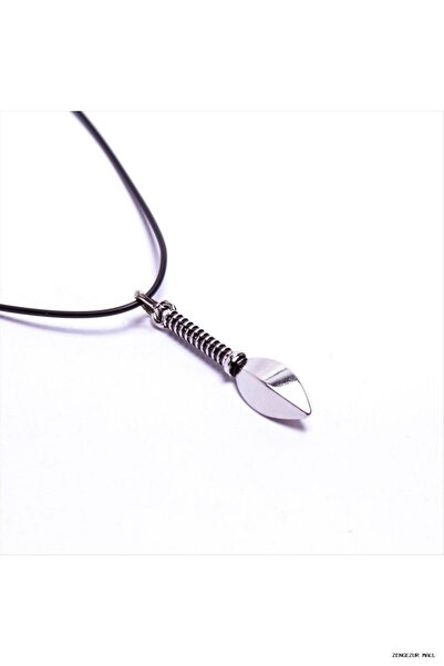 ZERO LAND Zngzrmll Figured Vinlex Leather Necklace (42908) Silver Color