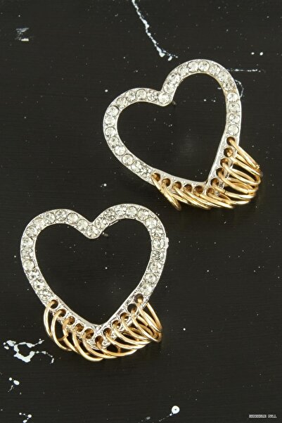 ZERO LAND Zngzrmll Ringed Heart New Season Stone Earrings (43023) Silver Color
