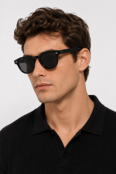 Generic Brand Ochelari de soare unisex rotunzi negri UV400