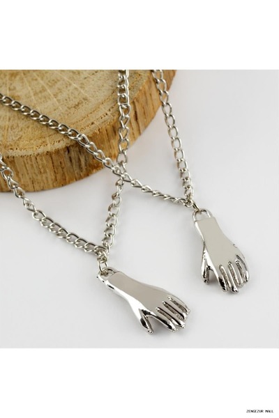 ZERO LAND Zngzrmll Double Hand Figured Necklace (43609) Silver Color