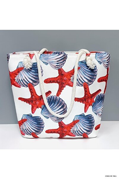 ZERO LAND Zngzrmll Starfish Oyster Patterned Beach (40543) Bag White