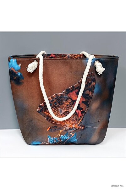 ZERO LAND Zngzrmll Patterned Beach (41051) Bag Brown