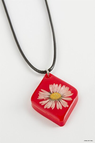 ZERO LAND Zngzrmll Daisy Cornered Epoxy (35408) Pendant Red