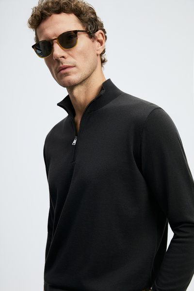 Lufian Opulent Men's Wool Blend Sweater Brown