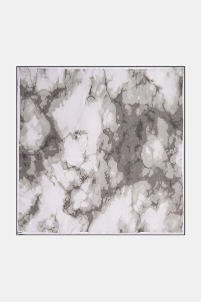 Kayra Abstract Pattern Silk Scarf Gray