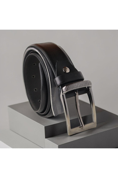 CrowsGate Genuine Leather Men's Black Classic Belt 3.5 cm