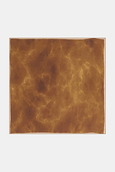 Kayra Abstract Pattern Silk Scarf Camel