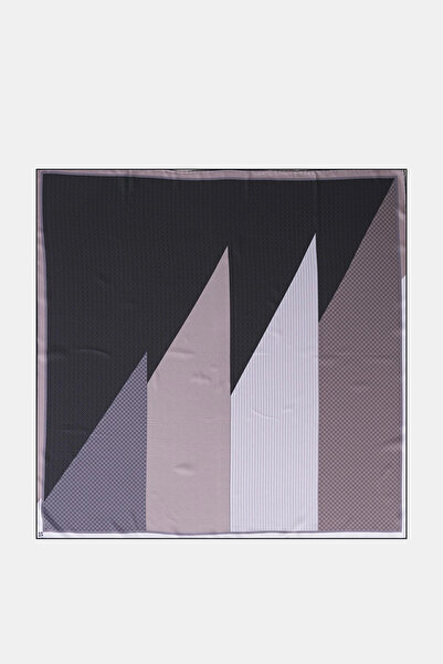 Kayra Geometric Pattern Twill Scarf Black