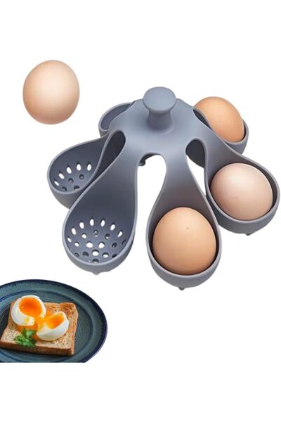 KOWVOWZ Silicone Egg Boiler Rack for 6 Eggs, Freestanding Egg Cooking Holder ...